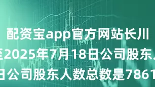 配资宝app官方网站长川科技：截至2025年7月18日公司股东人数总数是78612户